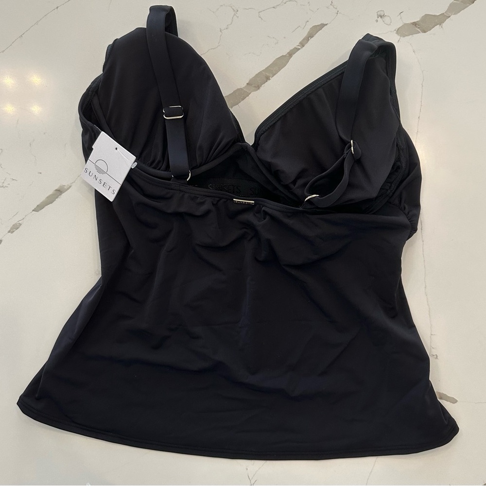 Sunsets Forever Underwire Tankini Top – Black – NWT – Fits 38E / 36F / 34G Cups - Picture 7 of 7